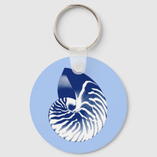 Nautilus shell - marine, wit & lichtblauw sleutelhanger