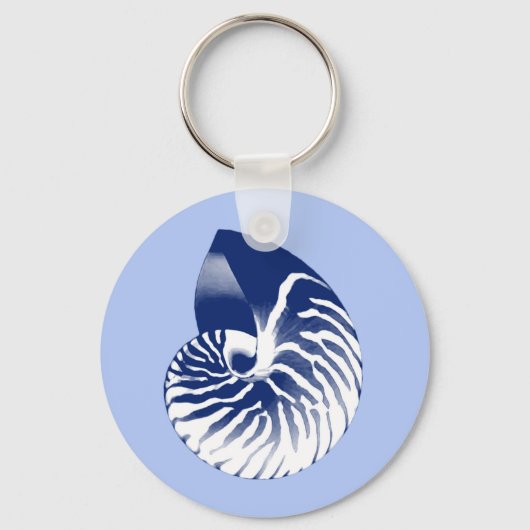 Nautilus shell - marine, wit & lichtblauw sleutelhanger (Voorkant)