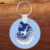 Nautilus shell - marine, wit & lichtblauw sleutelhanger (Voorkant)