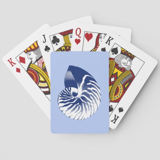 Nautilus shell - marine, wit & lichtblauw speelkaarten (Achterkant)