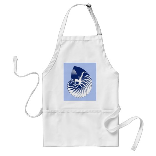 Nautilus shell - marine, wit & lichtblauw standaard schort (Voorkant)