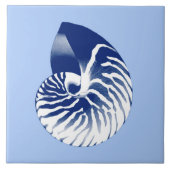 Nautilus shell - marine, wit & lichtblauw tegeltje (Voorkant)