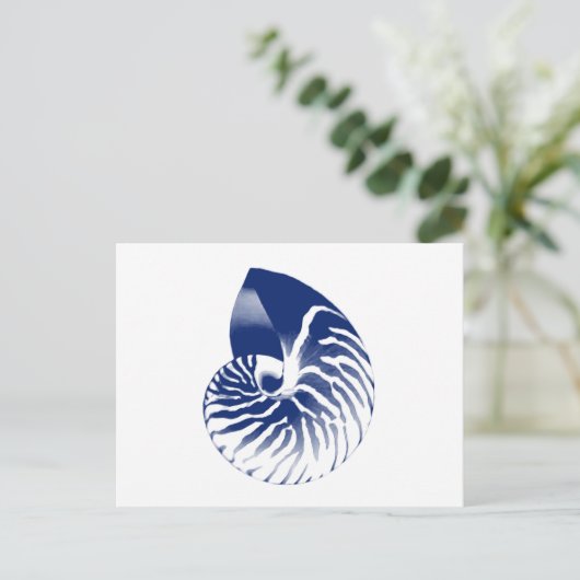 Nautilus shell - marineblauw en wit briefkaart (Staand voorkant)