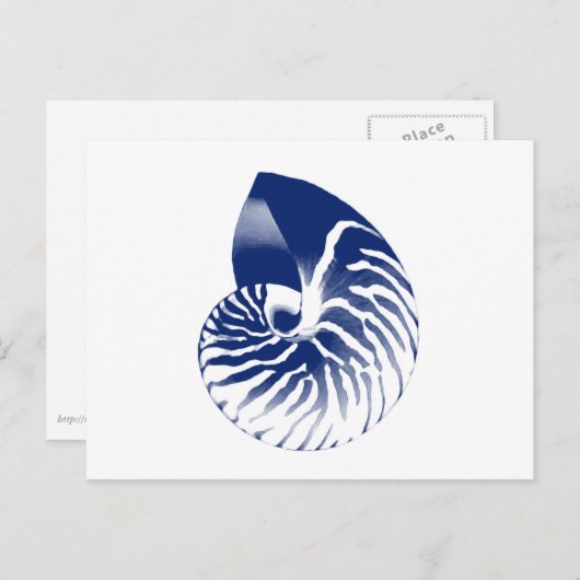 Nautilus shell - marineblauw en wit briefkaart (Voorkant / Achterkant)