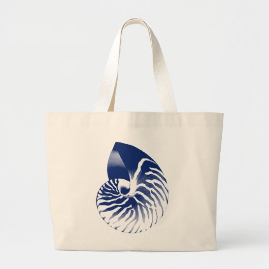 Nautilus shell - marineblauw en wit grote tote bag (Voorkant)