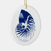 Nautilus shell - marineblauw en wit keramisch ornament (Rechts)