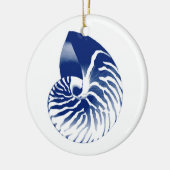 Nautilus shell - marineblauw en wit keramisch ornament (Links)