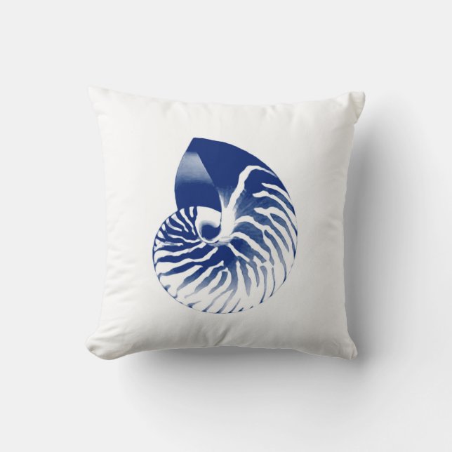 Nautilus shell - marineblauw en wit kussen (Voorkant)