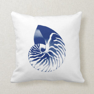 Nautilus shell - marineblauw en wit kussen