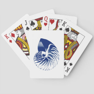Nautilus shell - marineblauw en wit pokerkaarten