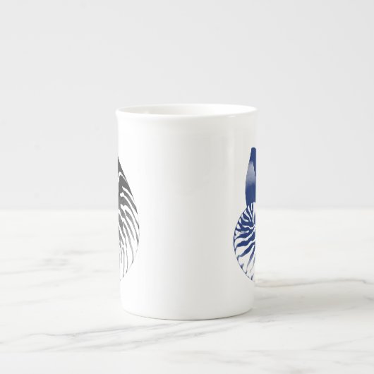 Nautilus shell - marineblauw en wit porselein kop (Voorkant)