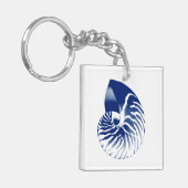 Nautilus shell - marineblauw en wit sleutelhanger (Voorkant Links)