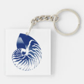 Nautilus shell - marineblauw en wit sleutelhanger (Achterkant)