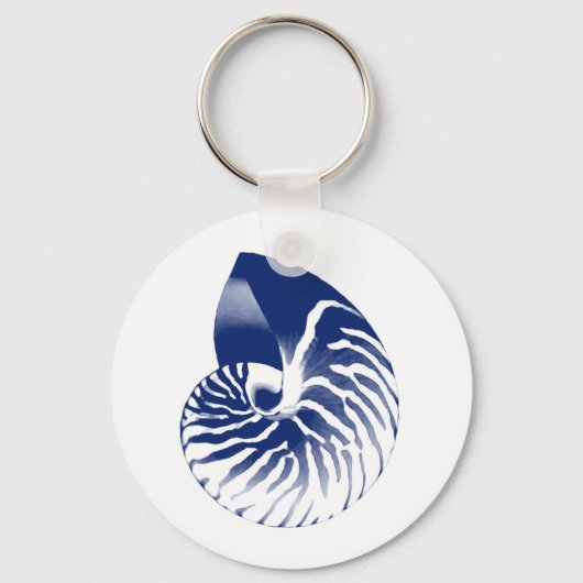 Nautilus shell - marineblauw en wit sleutelhanger (Voorkant)