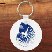 Nautilus shell - marineblauw en wit sleutelhanger (Voorkant)