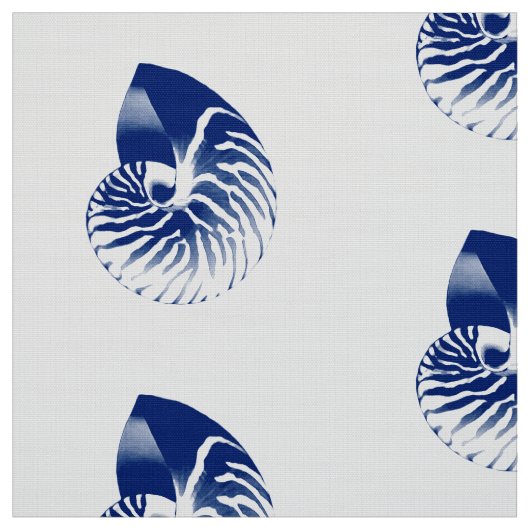 Nautilus Shell - marineblauw en wit Stof (Swatch)