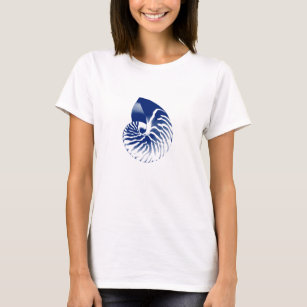 Nautilus shell - marineblauw en wit t-shirt