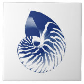 Nautilus shell - marineblauw en wit tegeltje (Voorkant)