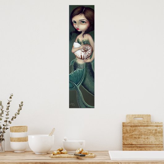 Nautilus Shell Mermaid Art Print (Keuken)