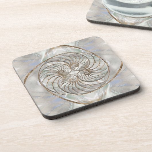 Nautilus Shell - Moeder van parelhout en goud Bier Onderzetter (Linkerzijde)