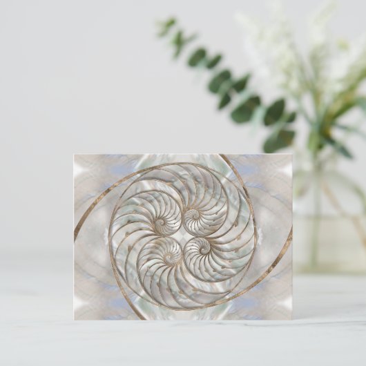 Nautilus Shell - Moeder van parelhout en goud Briefkaart (Staand voorkant)