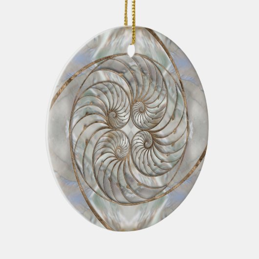 Nautilus Shell - Moeder van parelhout en goud Keramisch Ornament (Rechts)
