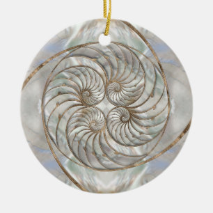Nautilus Shell - Moeder van parelhout en goud Keramisch Ornament