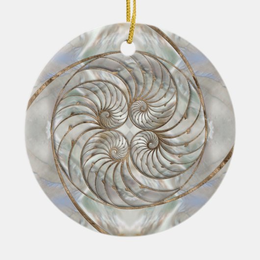 Nautilus Shell - Moeder van parelhout en goud Keramisch Ornament (Voorkant)