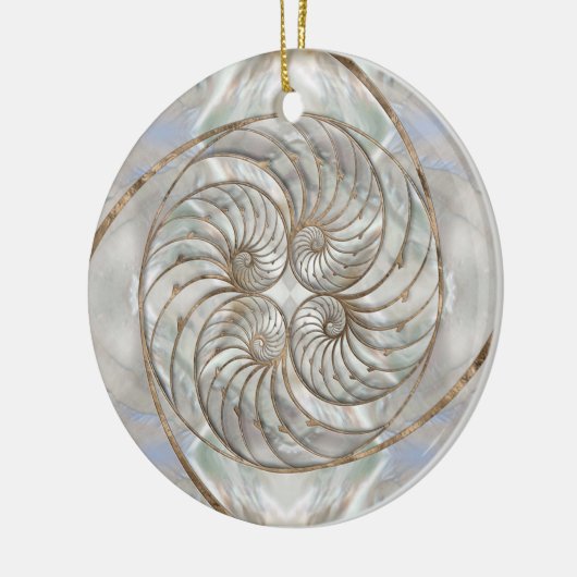 Nautilus Shell - Moeder van parelhout en goud Keramisch Ornament (Links)