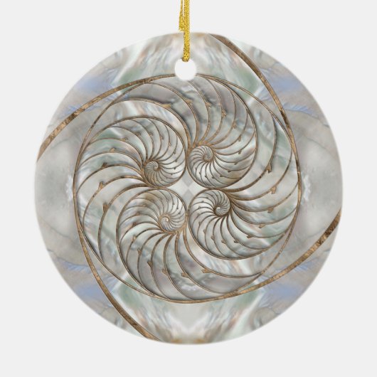 Nautilus Shell - Moeder van parelhout en goud Keramisch Ornament (Achterkant)