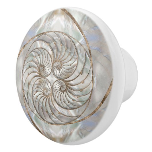 Nautilus Shell - Moeder van parelhout en goud Keramische Knop (Rechts)