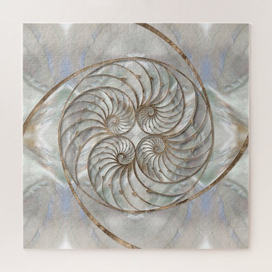 Nautilus Shell - Moeder van parelhout en goud Legpuzzel (Horizontaal)