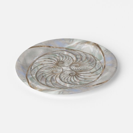 Nautilus Shell - Moeder van parelhout en goud Papieren Bordje (Gekanteld)