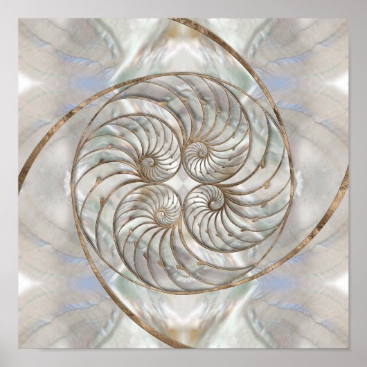 Nautilus Shell - Moeder van parelhout en goud Poster (Voorkant)