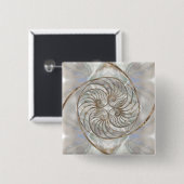 Nautilus Shell - Moeder van parelhout en goud Vierkante Button 5,1 Cm (Voorkant /achterkant)