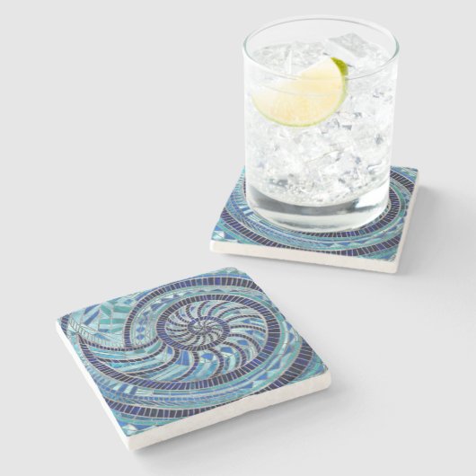 Nautilus Shell mozaïek kunst Stenen Onderzetter (Zijkant)