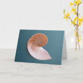 Nautilus Shell op Ocean Blue Wenskaart Kaart (Gele Bloem)