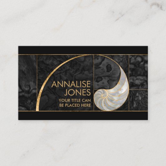 Nautilus Shell - Peal en Black Abalone Visitekaartje (Voorkant)