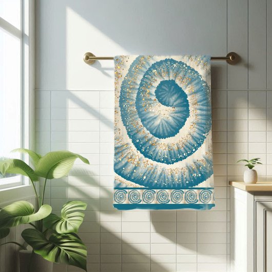 Nautilus Shell Spiral Shape Blauwgroen Badhanddoek