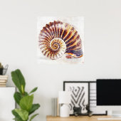 Nautilus Shell Tekening - Kunstdruk Poster (Thuiskantoor)