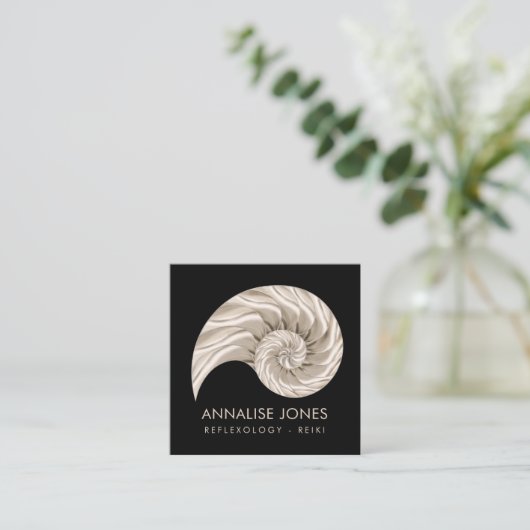 Nautilus Shell Tekening Vierkante Visitekaartje (Staand voorkant)