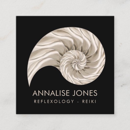 Nautilus Shell Tekening Vierkante Visitekaartje (Voorkant)