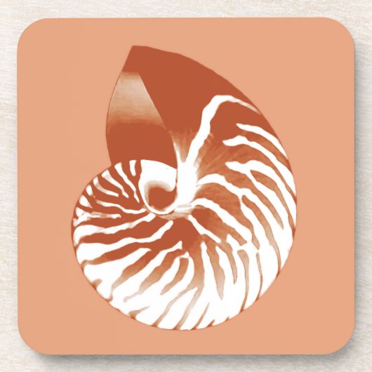 Nautilus shell - terracotta en white bier onderzetter (Voorkant)