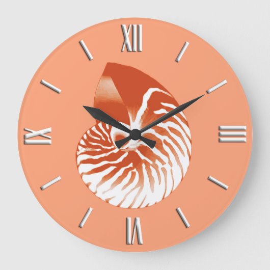 Nautilus shell - terracotta en white grote klok (Voorkant)
