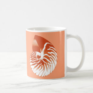 Nautilus shell - terracotta en white koffiemok
