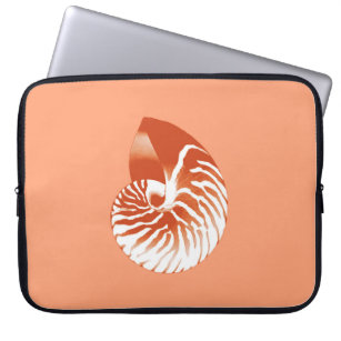 Nautilus shell - terracotta en white laptop sleeve