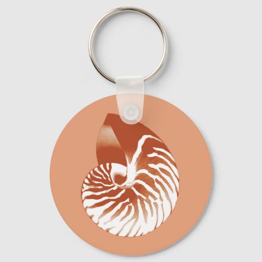 Nautilus shell - terracotta en white sleutelhanger (Voorkant)