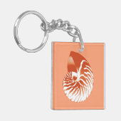 Nautilus shell - terracotta en white sleutelhanger (Voorkant Links)