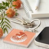 Nautilus shell - terracotta en white sleutelhanger (Voorkant Rechts)