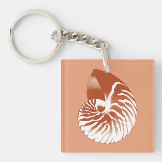 Nautilus shell - terracotta en white sleutelhanger (Voorkant)